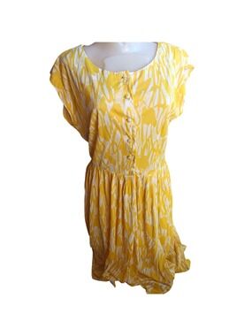 sz 12 Vintage 1960's Dress Forever Young by Puritan Womens Yellow Abstract Print